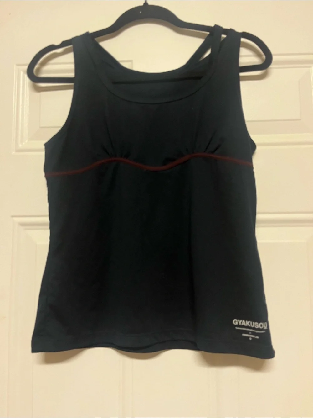 Women's navy Running Tank with Red Trim